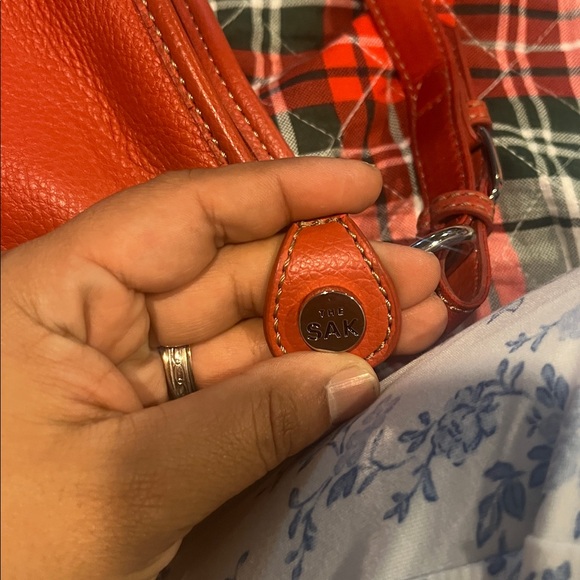 The Sak Leather Hobo Shoulder Bag Purse Scarlet Red - Picture 6 of 8